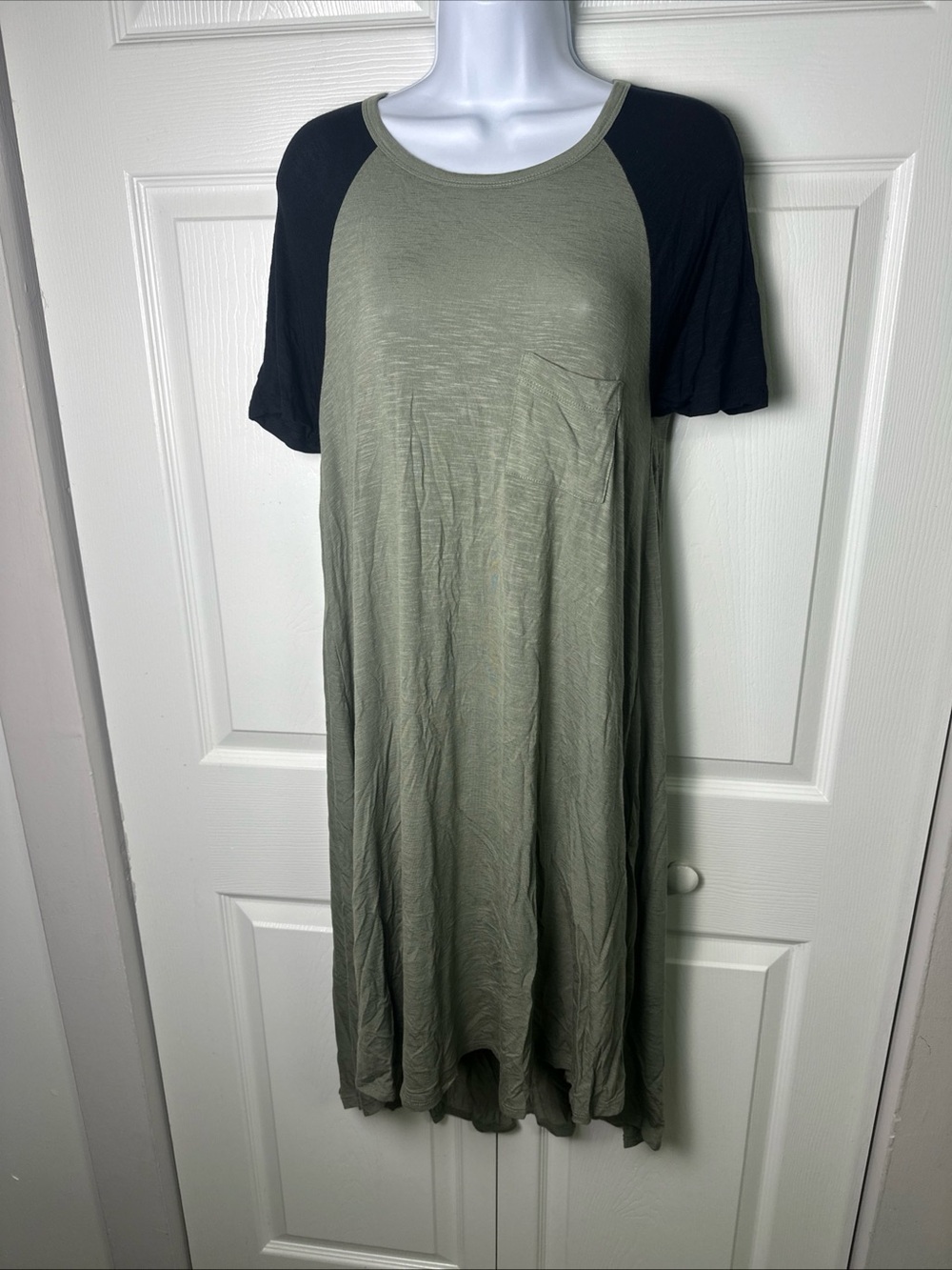 LuLaRoe Casual Olive Green and Black Sleeves Women's Dress XS